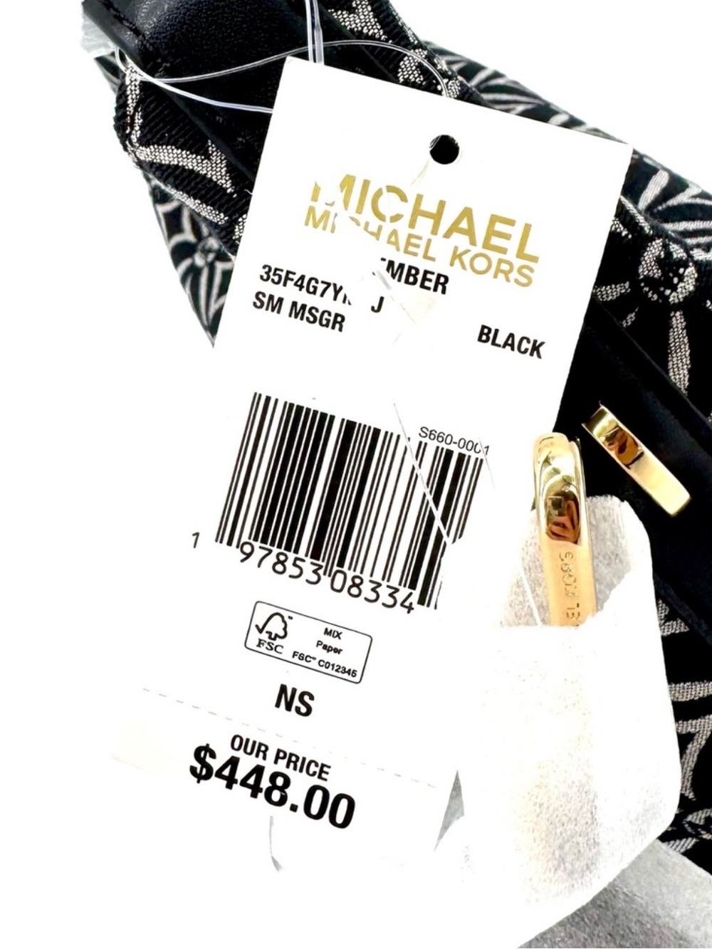 Michael Kors Ember Small Logo Jacquard Messenger Bag Black - Picture 7 of 7